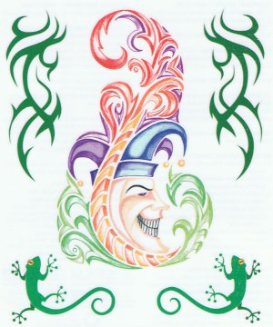 Colourful Tribal Joker tattoo sheet