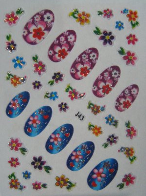 Glitter Nail Art Stickers:  Flowers