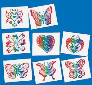 Glitter Rainbow kids tattoos: 8 pack