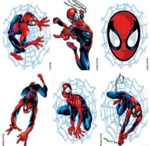Spiderman temporary tattoos: kids party 6 pack