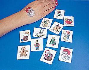 Christmas temporary tattoo selection: 12 pack